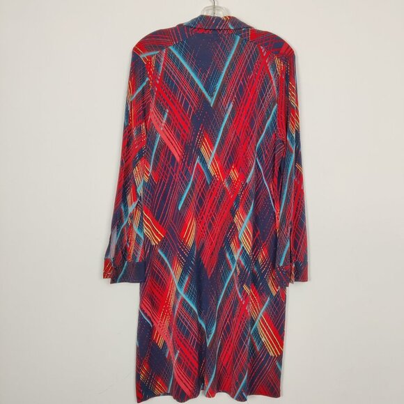 Anne Klein Women's Tunic Size XL Multicolor Button Down Modest Shirt Dress Style - Picture 3 of 8